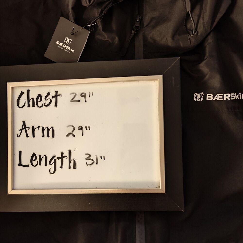 Baerskin Tactical Jacket Mens 2XL Black Zip Rain Hooded Full Zip Logo NEW - Picture 7 of 7